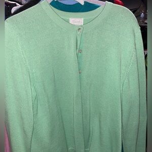 Foxcroft Mint Green Button-Front Sweater